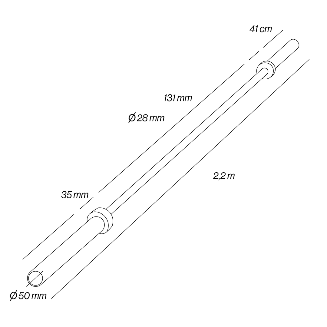 Barra olimpica 2,2 m * 50 mm 230 kg | Ricondizionato